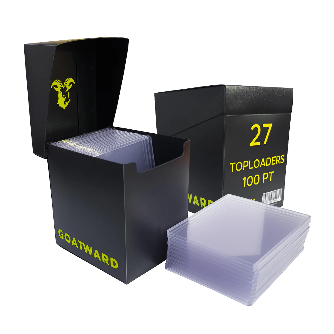 Toploaders 100 PT Pack de 27 con Deck Box Negra | GOATWARD